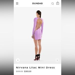 NWT DUNDAS Nirvana LILAC Long Sleeve Lace Up Open Back Minidress